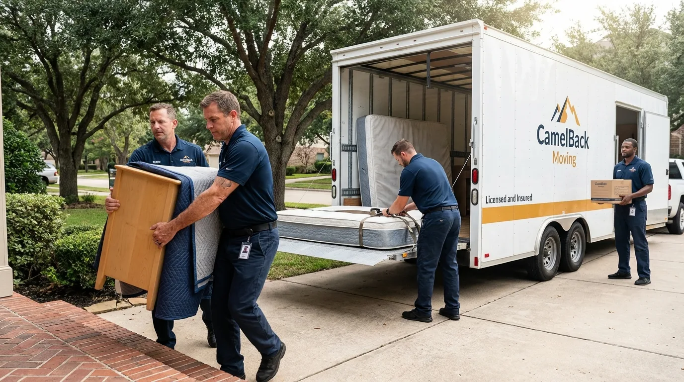 Crew loading residential truck for cross-state move from Coshocton, OH